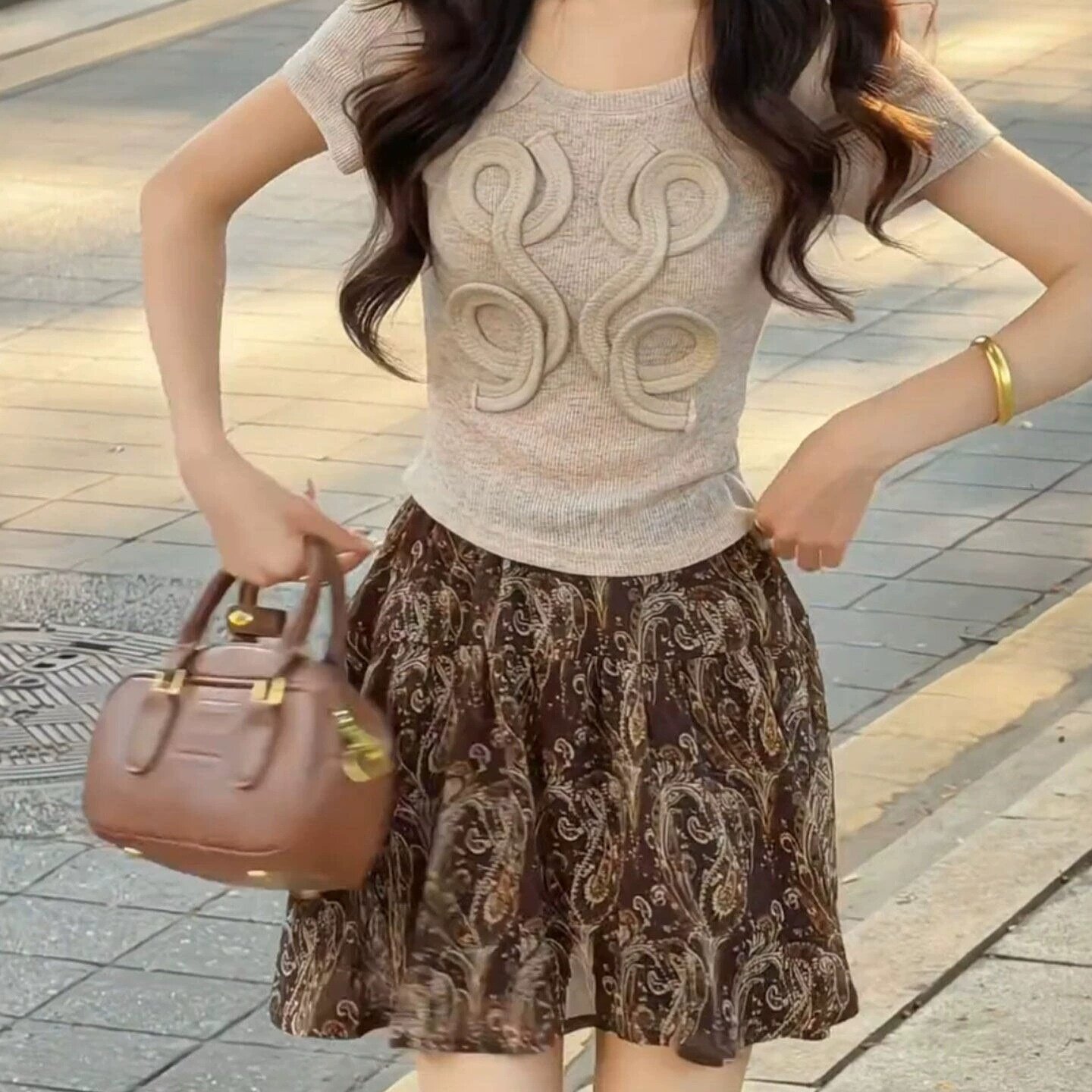 小众设计感雪纺半身裙女2026夏季新款高腰显瘦百搭A字碎花短裙子