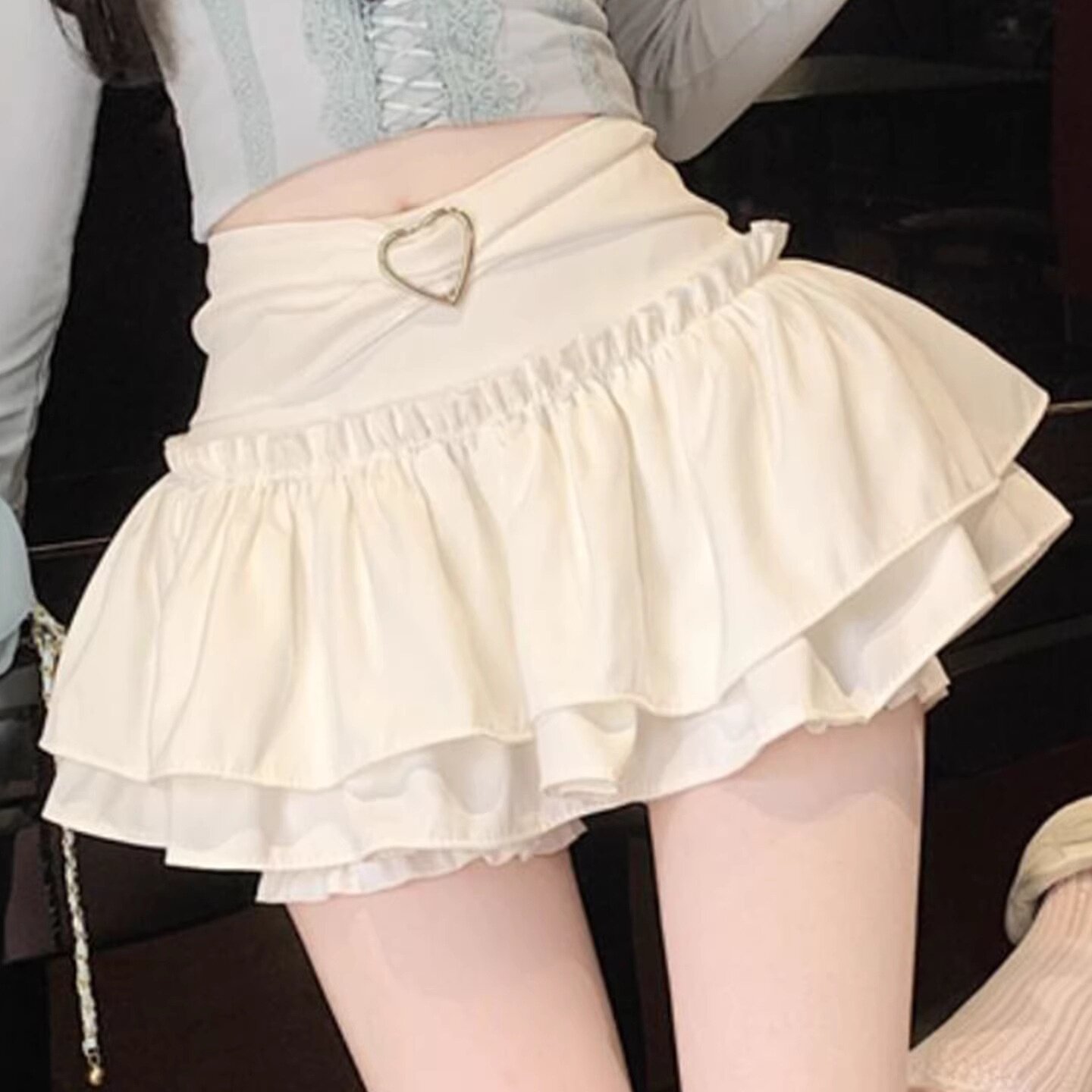 春夏芭蕾风高腰A字防走光超短裙