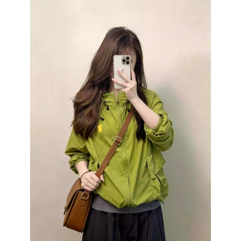 超好看绿色防晒衣女款夏季新款韩版宽松户外轻薄防晒服外套2026