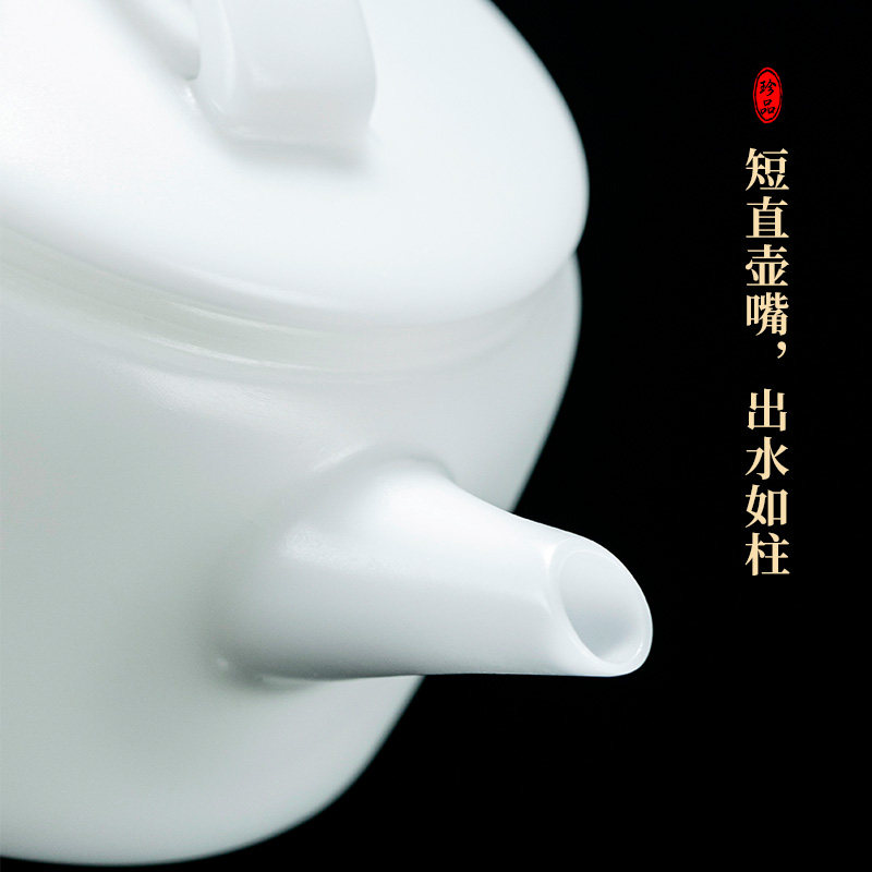 钰铨龙门冰种玉壶素纯手工白瓷茶壶烧德化瓦汉精密瓷泡薄胎