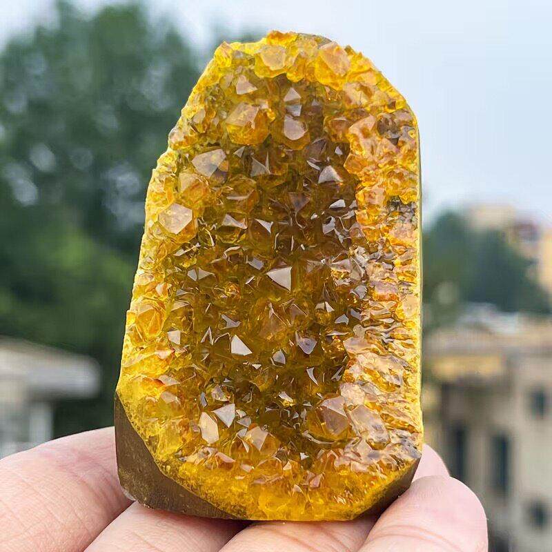 磁TEF天然水原矿黄色水簇水晶洞晶阵消净晶化招财玄关桌面奇晶石
