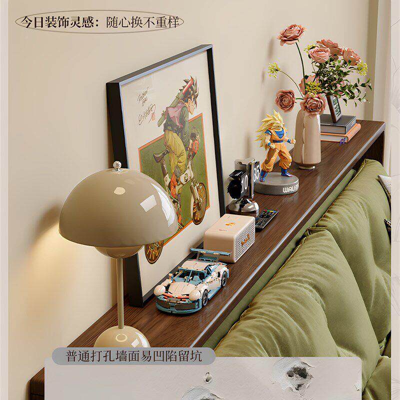 实ZqkYMSaX木沙小发后收置物架床头靠背柜墙床尾长条纳柜边窄桌夹