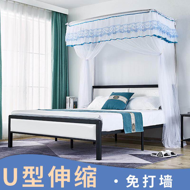 可伸缩蚊帐2022新款家用加粗杆支架架子床加厚不锈钢落地一体式帘