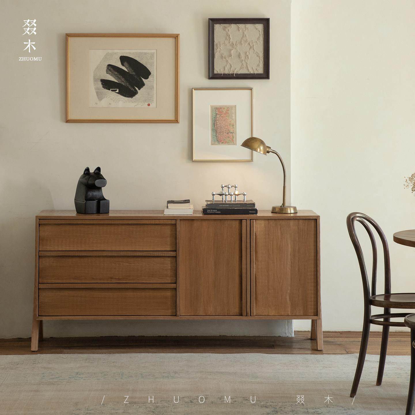 叕收木/旧木改造|客日式侘寂风餐边柜子储物厅实木酒32柜柜纳橱柜