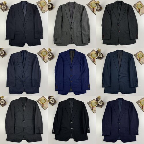 vintage古着日制纯色春夏款西装单排扣商务风羊毛职业通勤西服-40