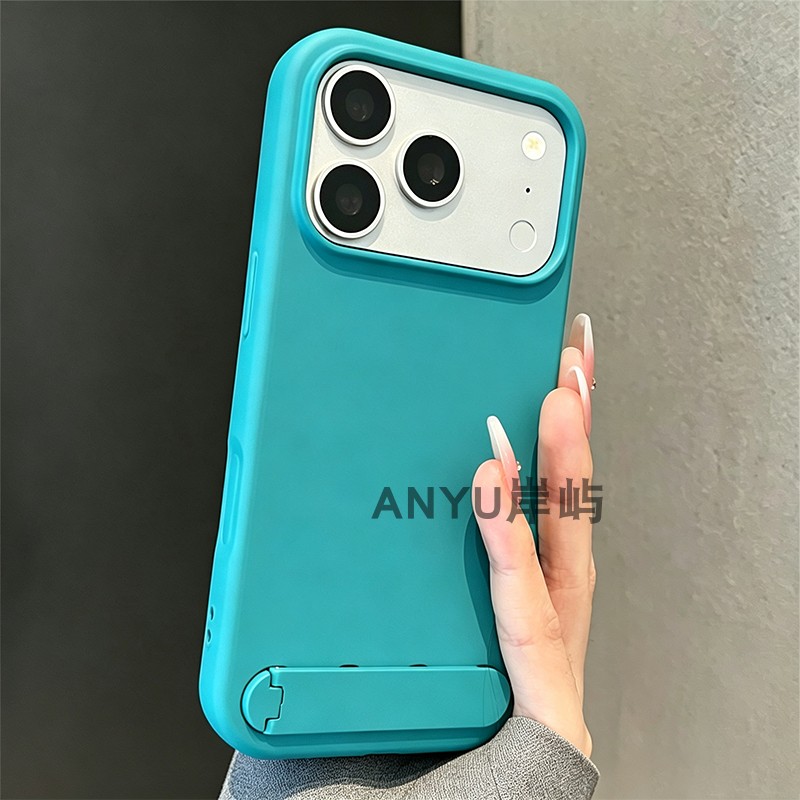 肤感折叠支架适用苹果18Promax手机壳新款iPhone17Pro圆点硅胶IP16pm高级挂绳15/14/13Promax情侣防摔保护套