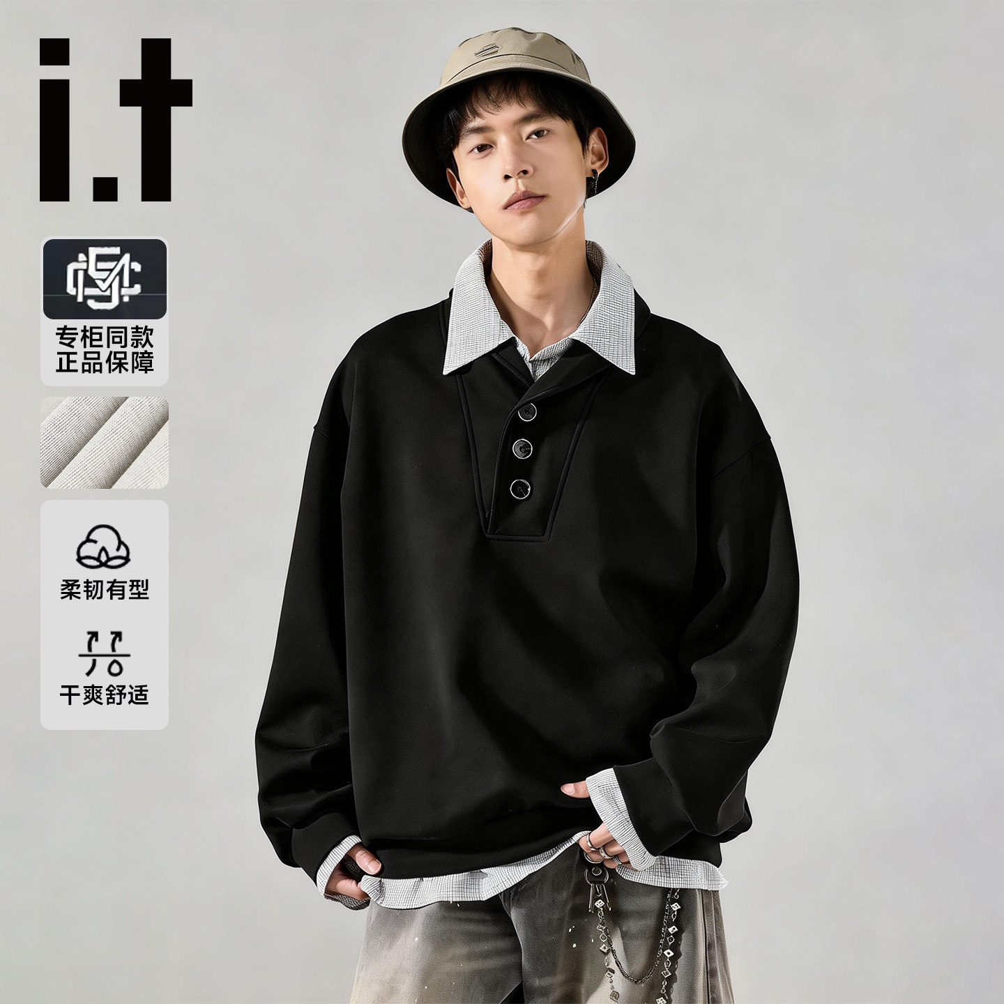 itFIVECM美式复古套头卫衣男