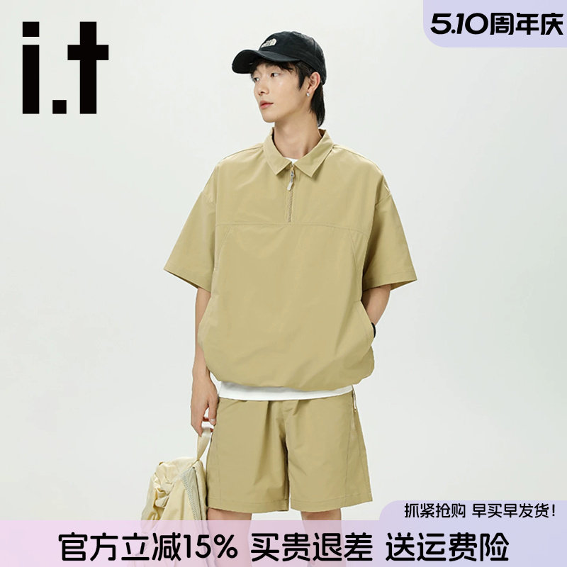 it FIVE CM日系复古短袖衬衫男女2026夏季新款宽松休闲POLO衫上衣