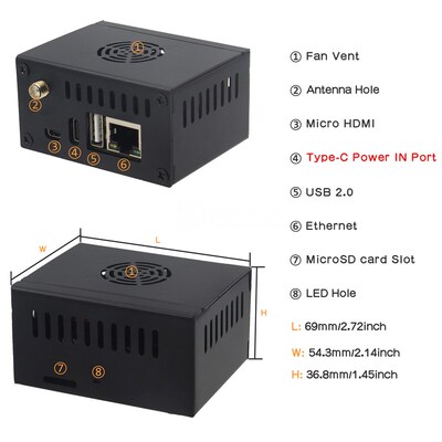 OrangePi Zero3 金属外壳 支持外置天线 ipex4 双重散热 N502