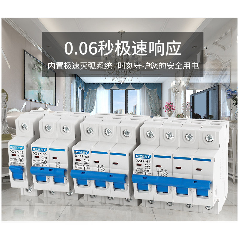DZ47-63 小型断路器空气开关1p2p3p4p家用空开6a-32a63a漏电2盒装