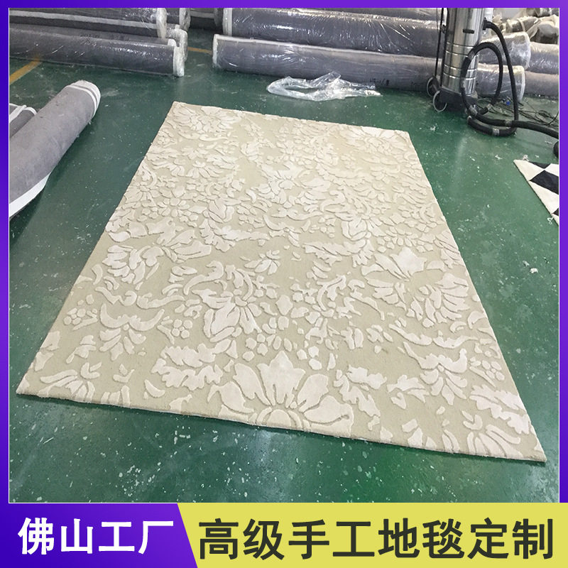 新西兰羊毛腈纶手工地毯高端别墅客厅茶几地毯美式轻奢卧室耐脏