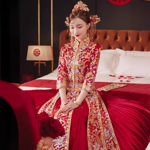 2026新款秀禾服新娘龙凤褂大码结婚中式礼服嫁衣修身敬酒服秀和服