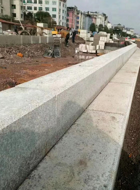 芝麻白灰黑花岗岩道路牙路边侧平石树围火烧板荔枝面路沿大理石材