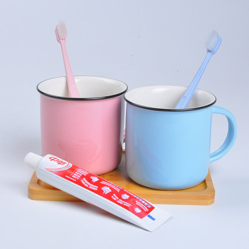 创意怀旧复古陶瓷漱口杯刷牙杯子洗漱杯牙杯情侣牙刷杯仿搪瓷杯