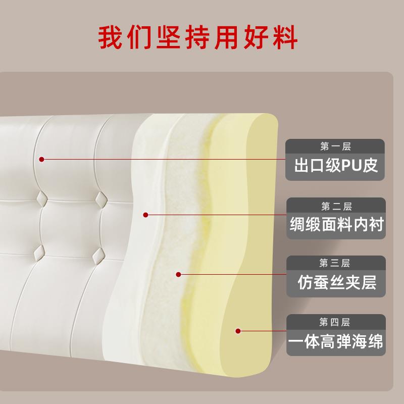榻榻米靠背软包不用粘S护腰靠垫靠背垫皮质免洗硬海绵床头沙发