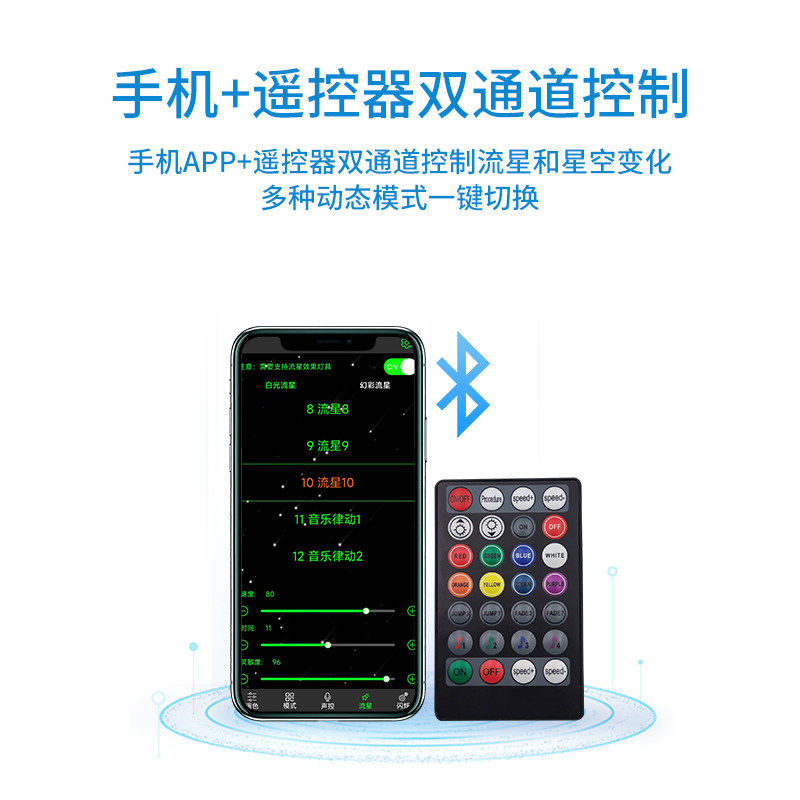 汽车星空顶分体流星闪烁机灯顶棚光源12v改装七彩转盘app星空呼吸