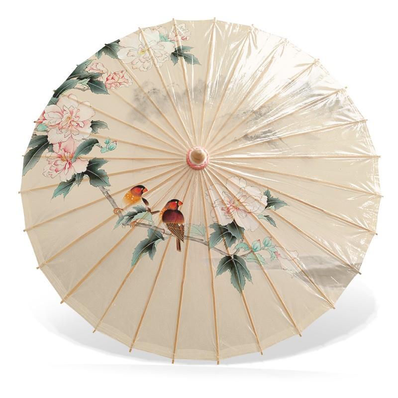 非遗手工油纸伞防雨防晒古风汉服古典古代舞蹈专用道具绿色茉莉花
