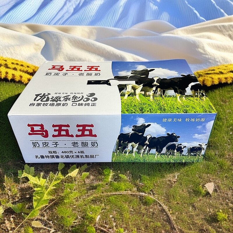 旗舰店马五五奶皮子酸奶内蒙古经典老式酸奶礼盒装480g酸奶 - 实物图