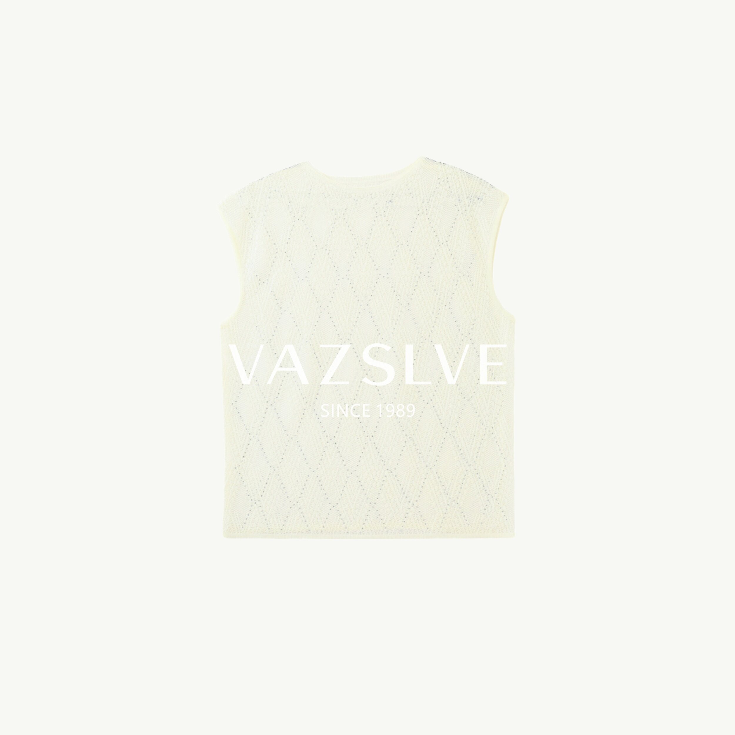 【VAZSLVE/全新奢品】捡漏 羊毛欧根纱烫钻镂空落肩袖针织衫XZA84