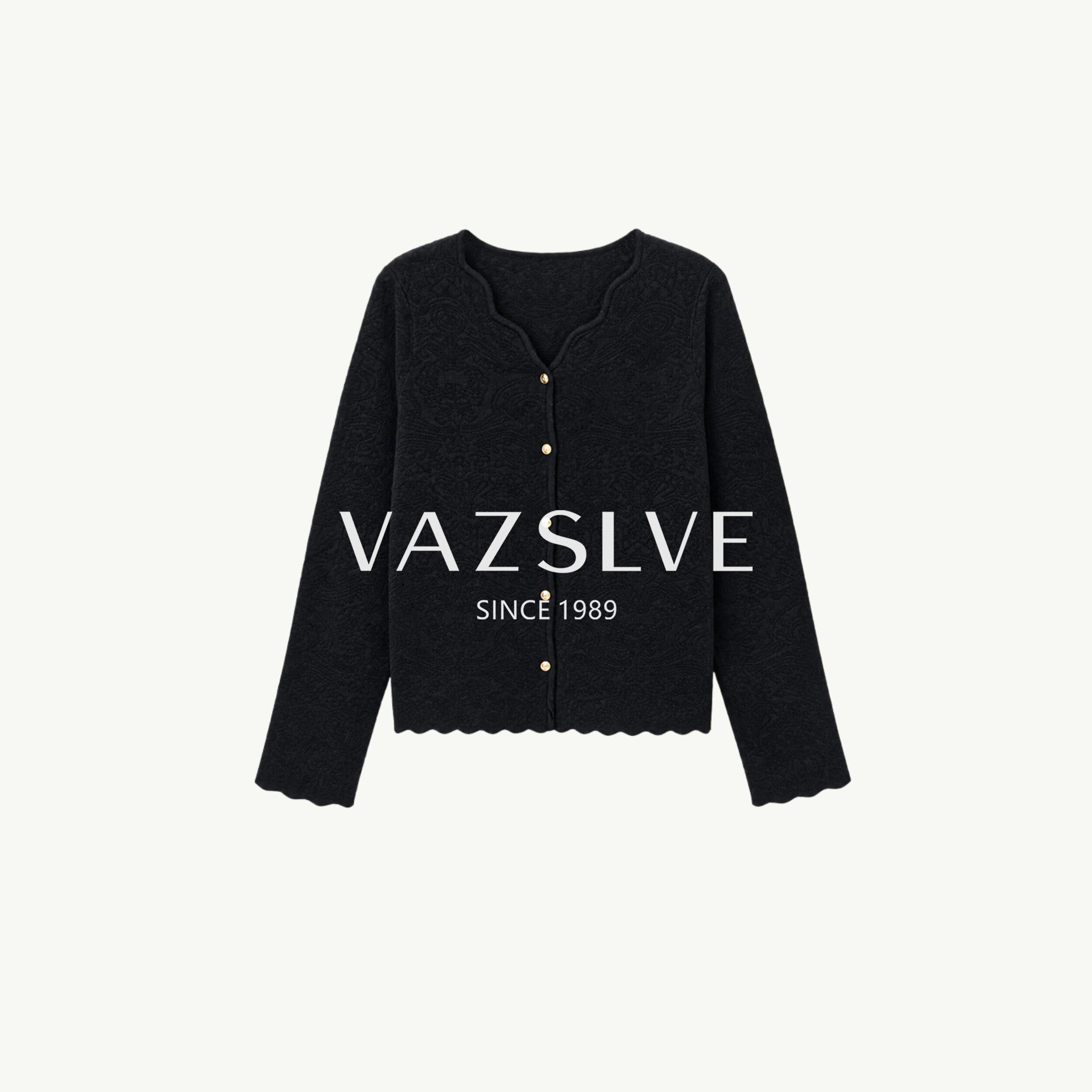 【VAZSLVE/全新奢品】捡漏 重工欧根纱暗花V领针织衫开衫XZ203