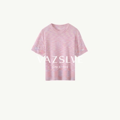 【VAZSLVE/全新奢品】捡漏 棉麻圆领彩点纱针织衫气质短袖BMJ1118