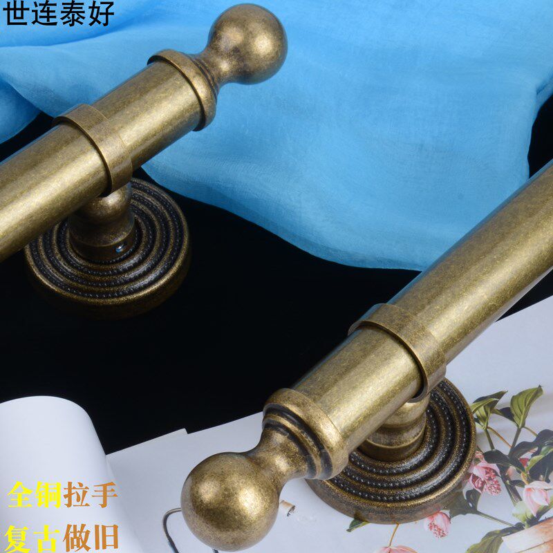 世连泰好全铜中式仿古美式复古纯铜明装对装木门双开大门拉手把手