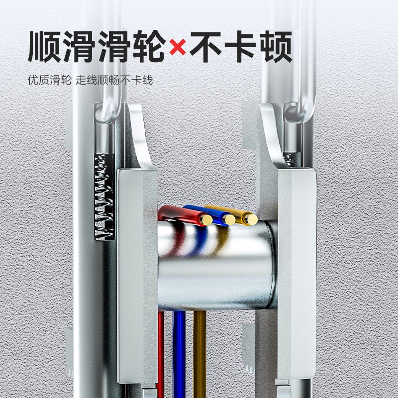 单人穿线辅助神器电工拉线器网线电线穿线电工工具底盒放线器滑轮
