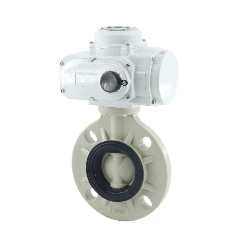 D971X-10S化工耐高温耐酸碱耐腐蚀PPH塑料PPR对夹式电动蝶阀PVDF