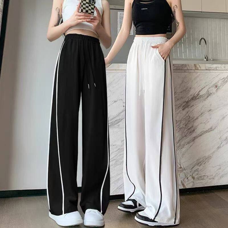 白色阔腿裤女夏季2026新款薄款速干显瘦直筒垂感休闲运动卫裤