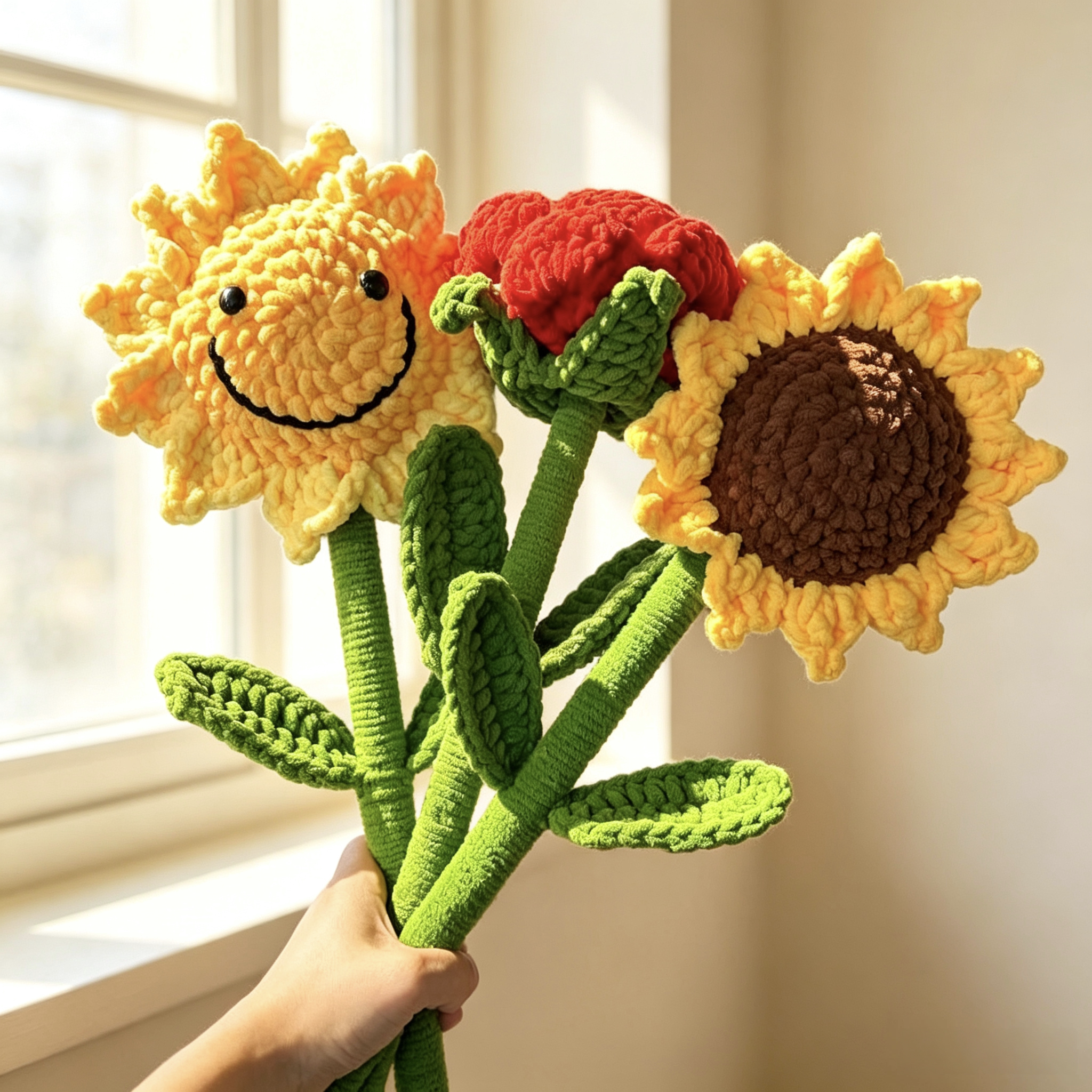 教师节手工编织向日葵玫瑰花束