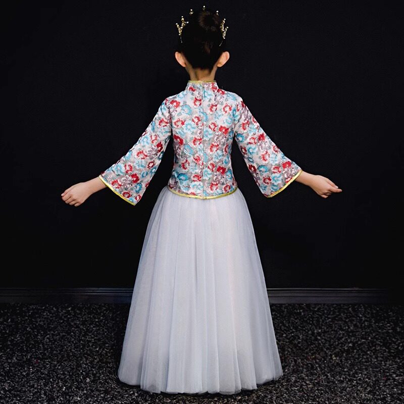 2026新款女童唐装秀禾服夏款儿童旗袍公主裙两件套中国风中大童新图片