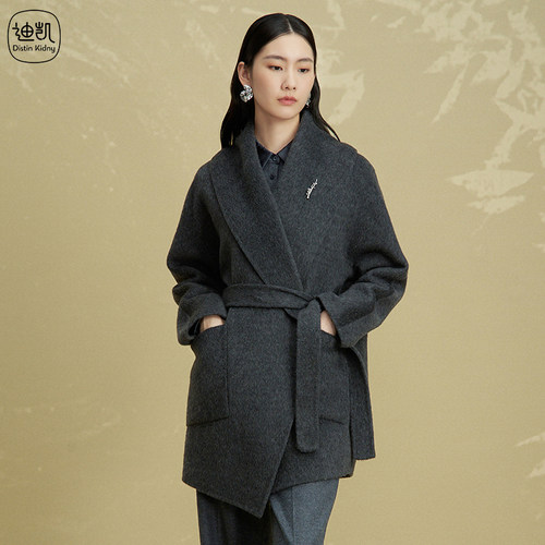 羊毛蚕丝简约休闲通勤女毛呢大衣