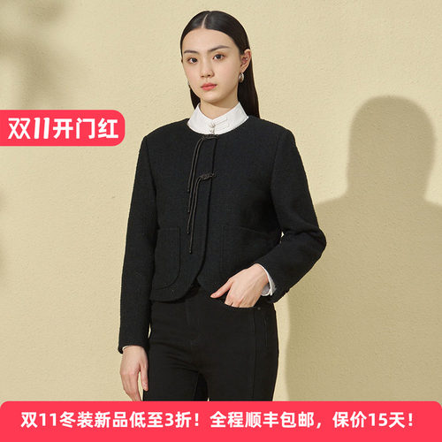 新中式绵羊毛国风盘扣女装短外套