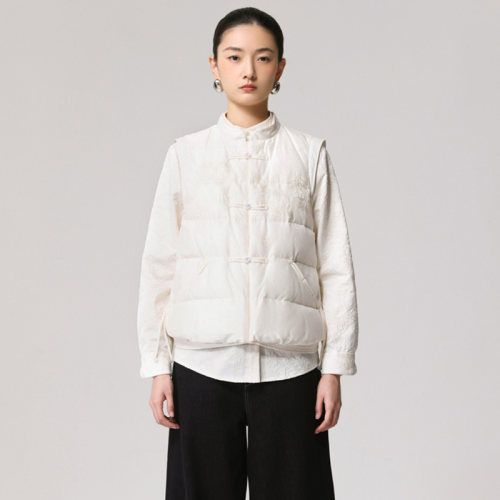 白鹅绒新中式国风刺绣马甲羽绒服