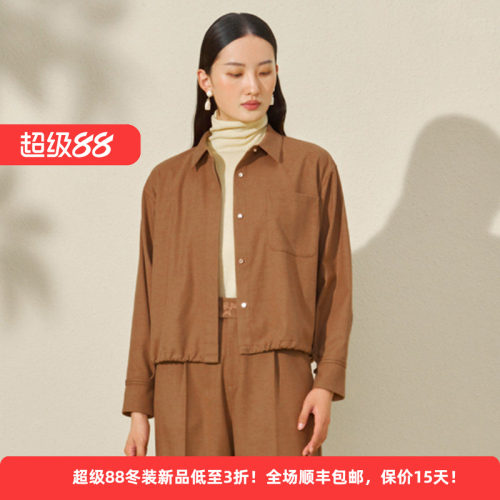 复古简约百搭通勤女收腰衬衫上衣