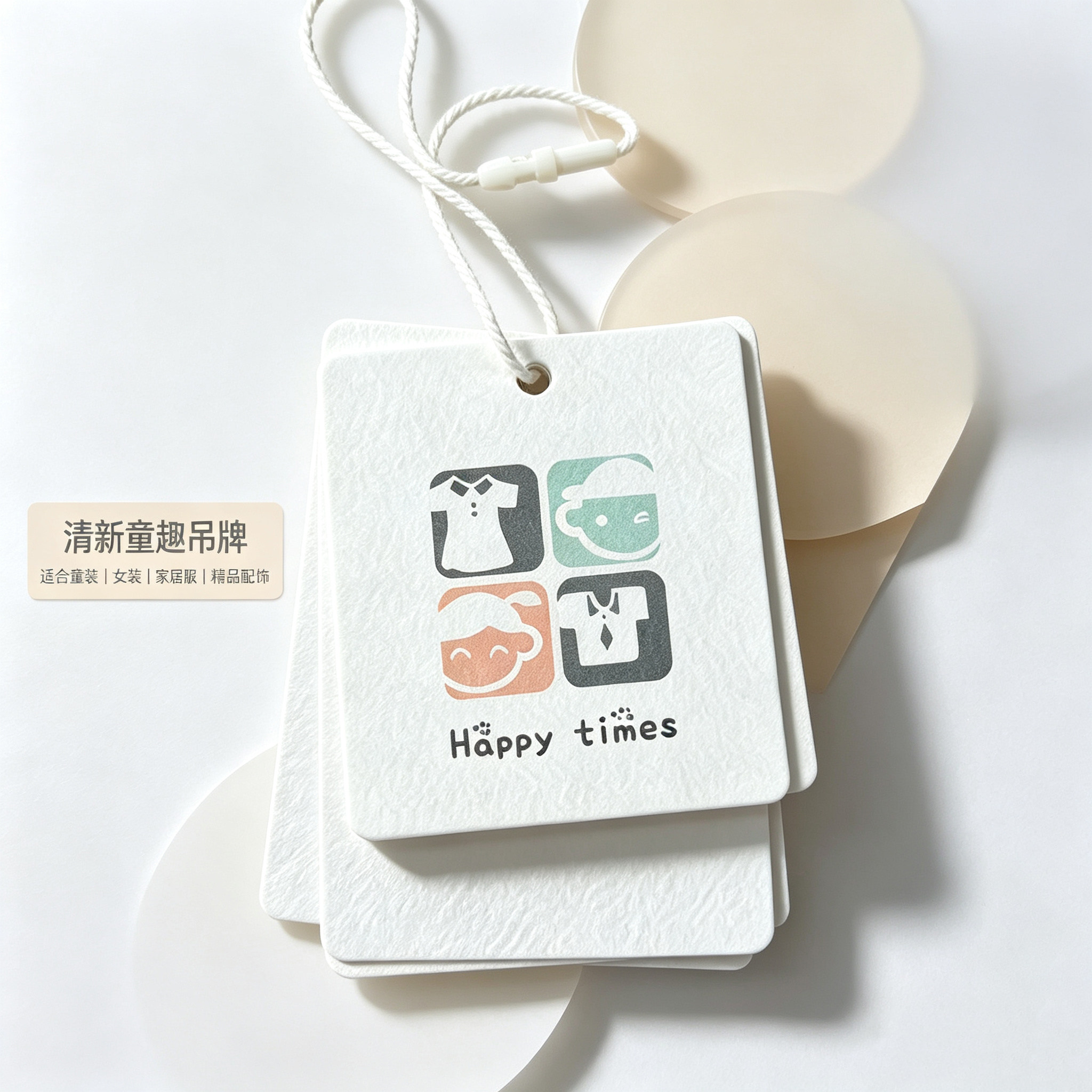 儿童高级吊牌现货服饰简约可爱设计挂牌定制订做通用服装标签吊卡