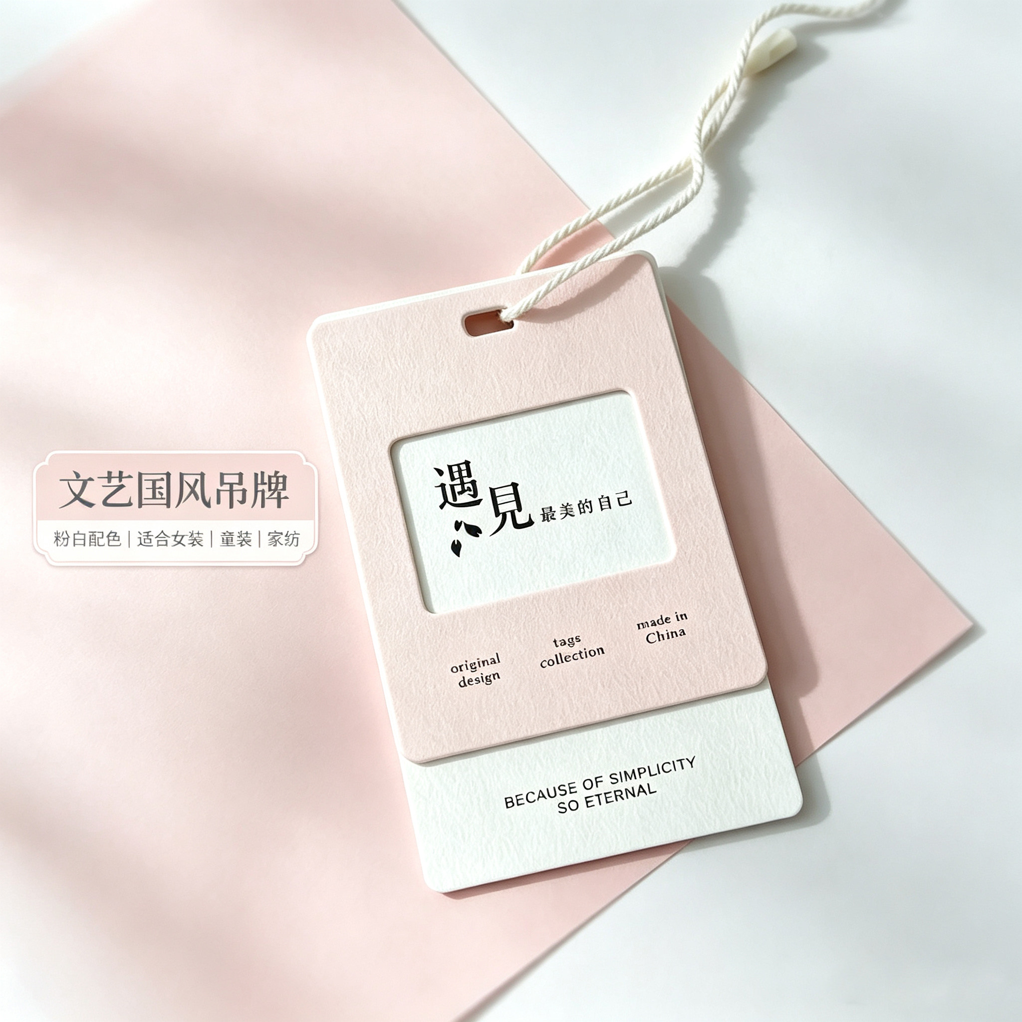 简约高级吊牌现货服饰粉白镂空文艺吊牌定制订做通用服装标签吊卡