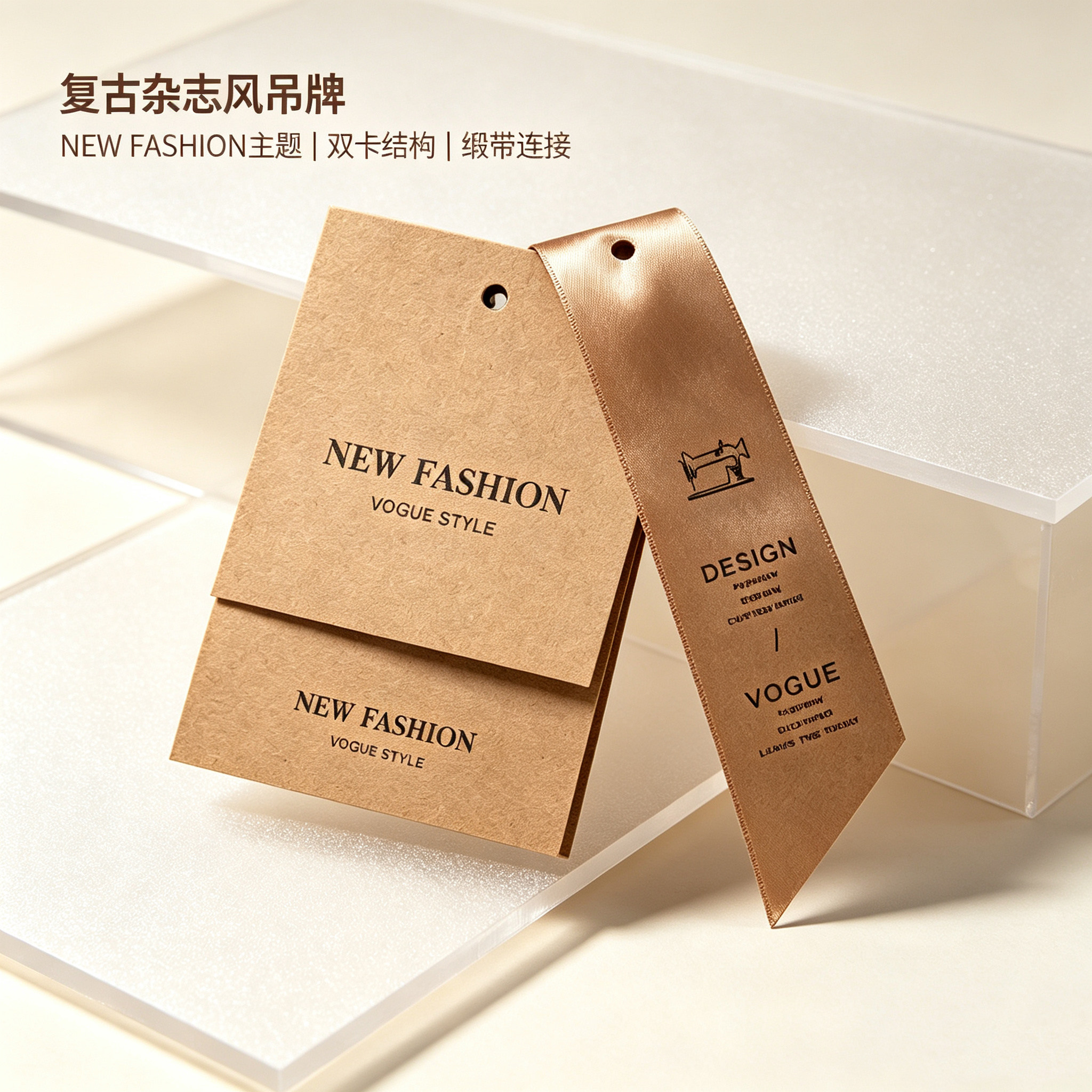简约高级吊牌现货服饰牛皮纸针织定制订做通用服装标签吊卡