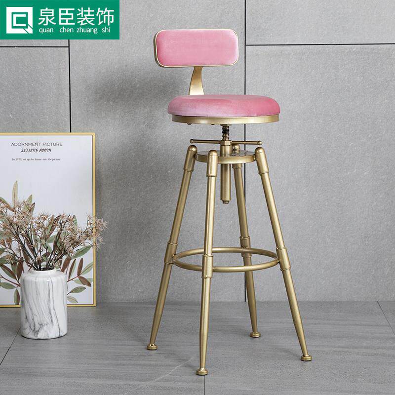 北吧台椅靠QC-CM78背高脚酒欧吧高凳子家用升降代旋转吧椅凳子现