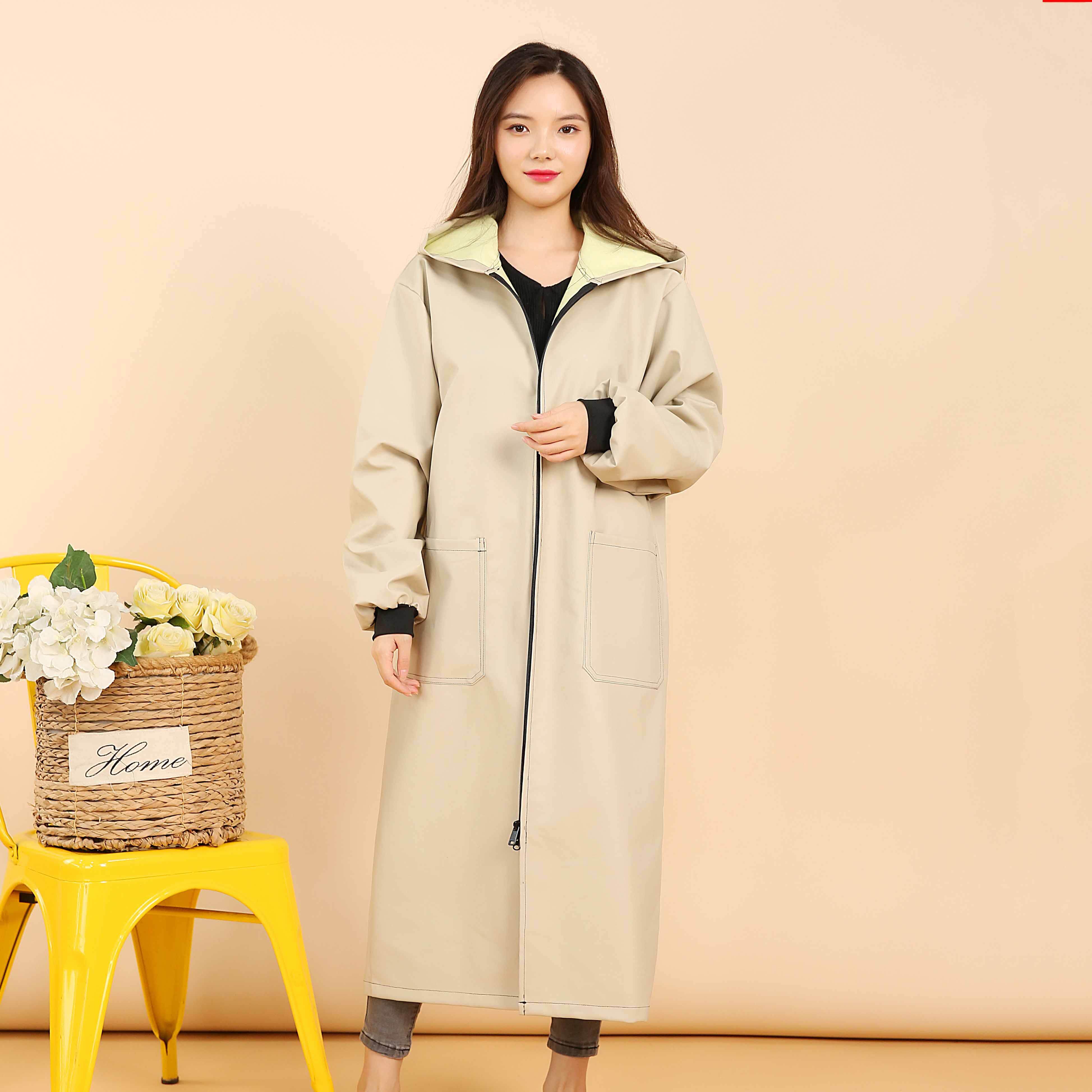 PU皮污围裙服防水防油软皮革房罩衣加绒加长款工作家务厨防200811