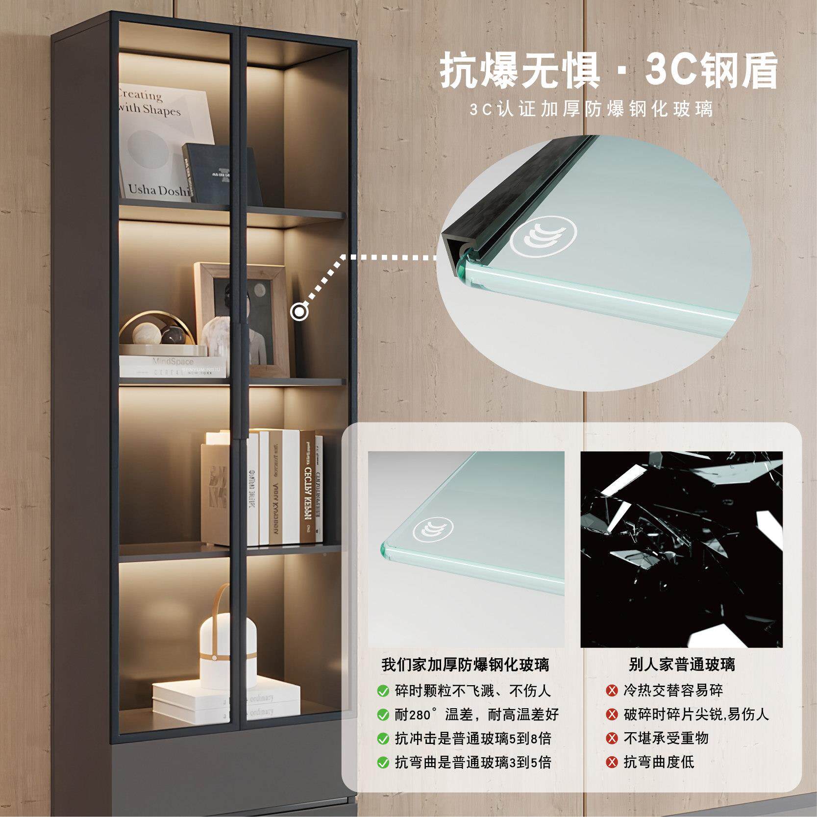客厅电视柜侧边立柜收带柜门木柜SM-SY-56置物纳柜示展柜窄高柜单