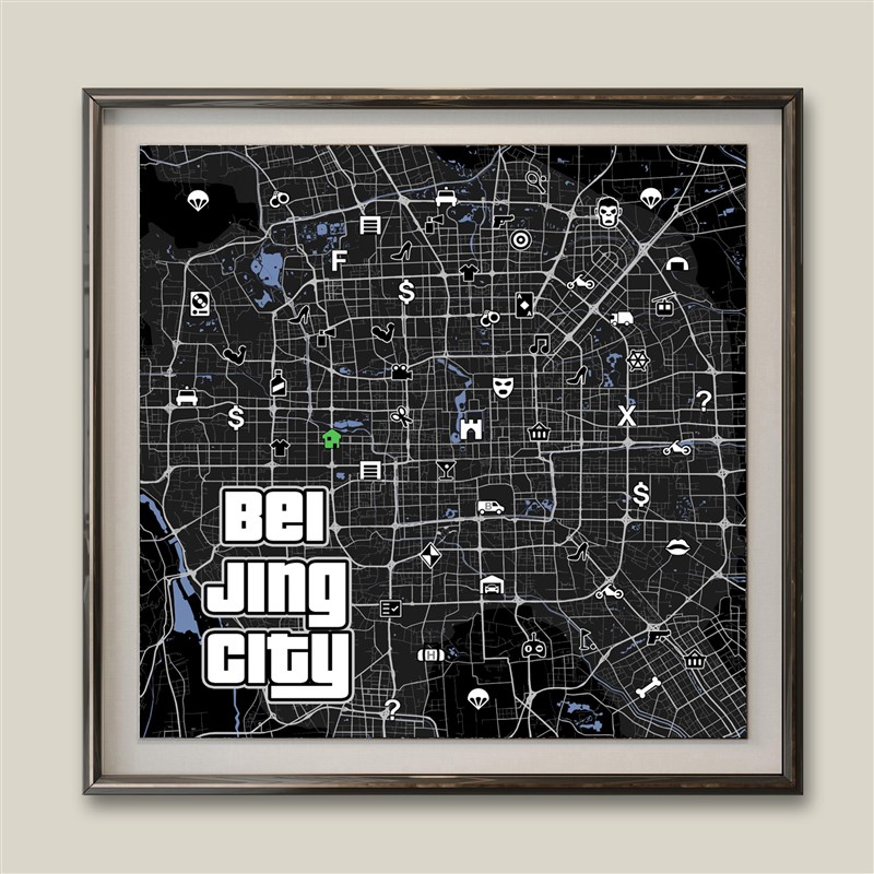 GTA侠盗猎车手定制装饰画创意电竞游戏成都天津北京所有城市定制