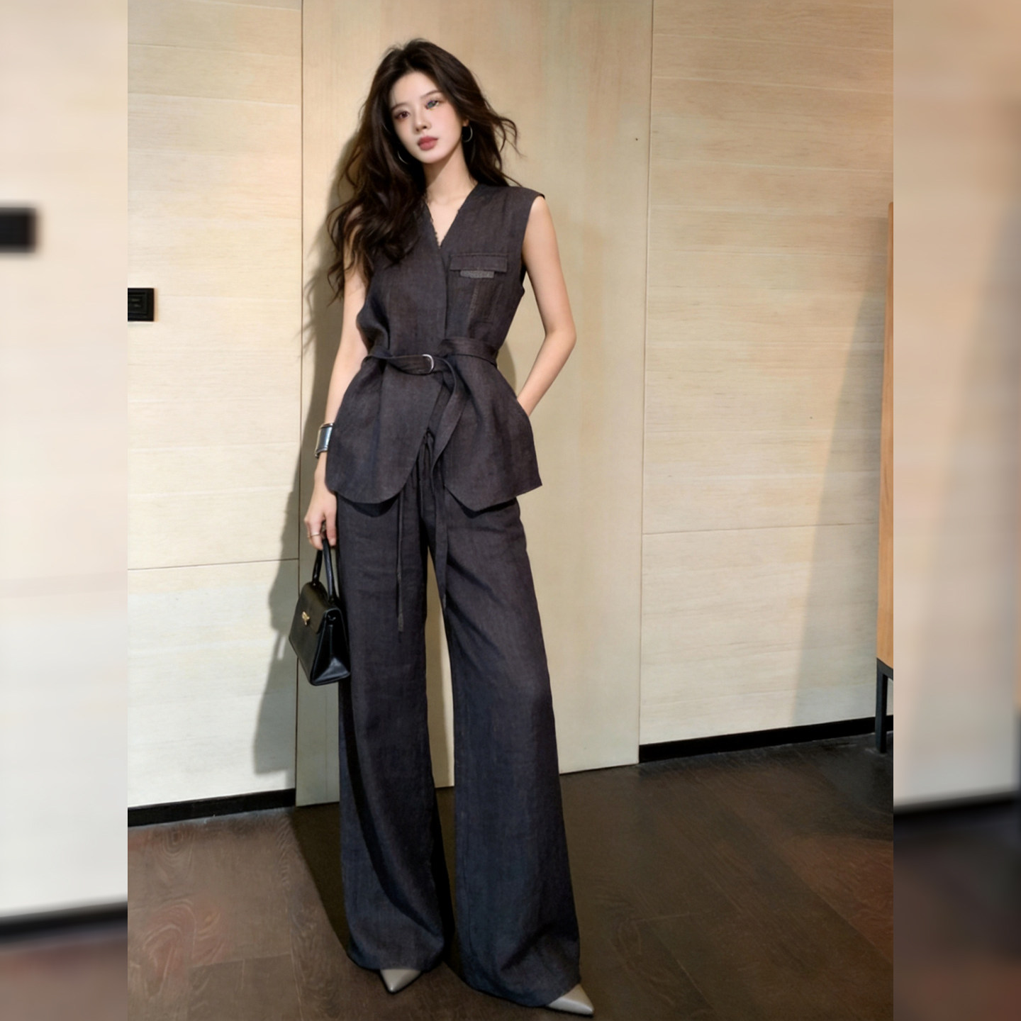 高级感西装马甲阔腿裤套装女2026夏季新款通勤收腰韩系百搭两件套