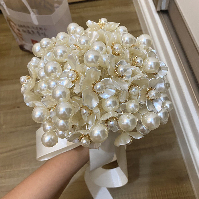 佳期奢华新娘珍珠手捧花权杖贝壳珠宝高级感diy材料包领证拍摄