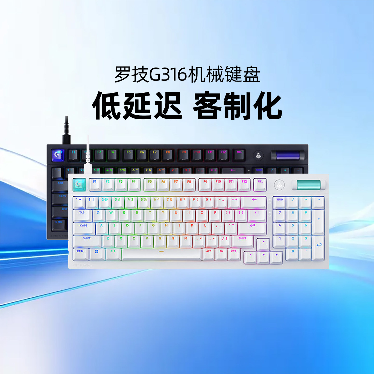 罗技G闪逸龙 G316 8K客制化机械游戏键盘98有线RGB电竞游戏热插拔