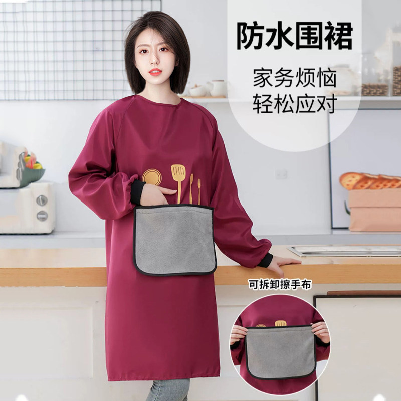 围裙厨房家用2025新款高级防水值感女男式高罩衣长袖颜年轻油专用