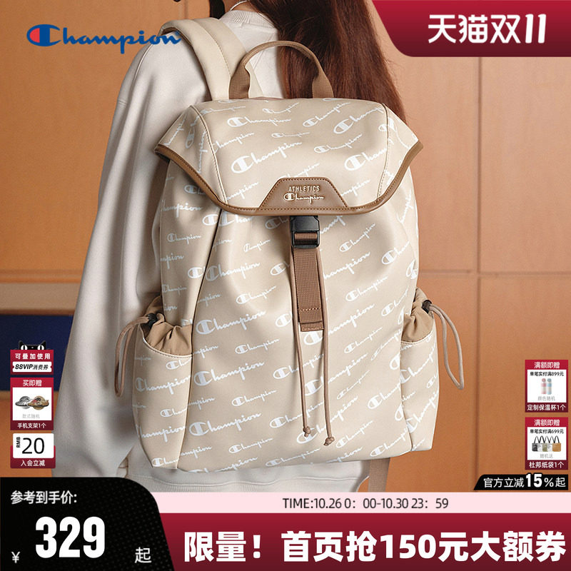 Champion双肩包女大学生老花时尚书包旅行背包大容量电脑包情侣