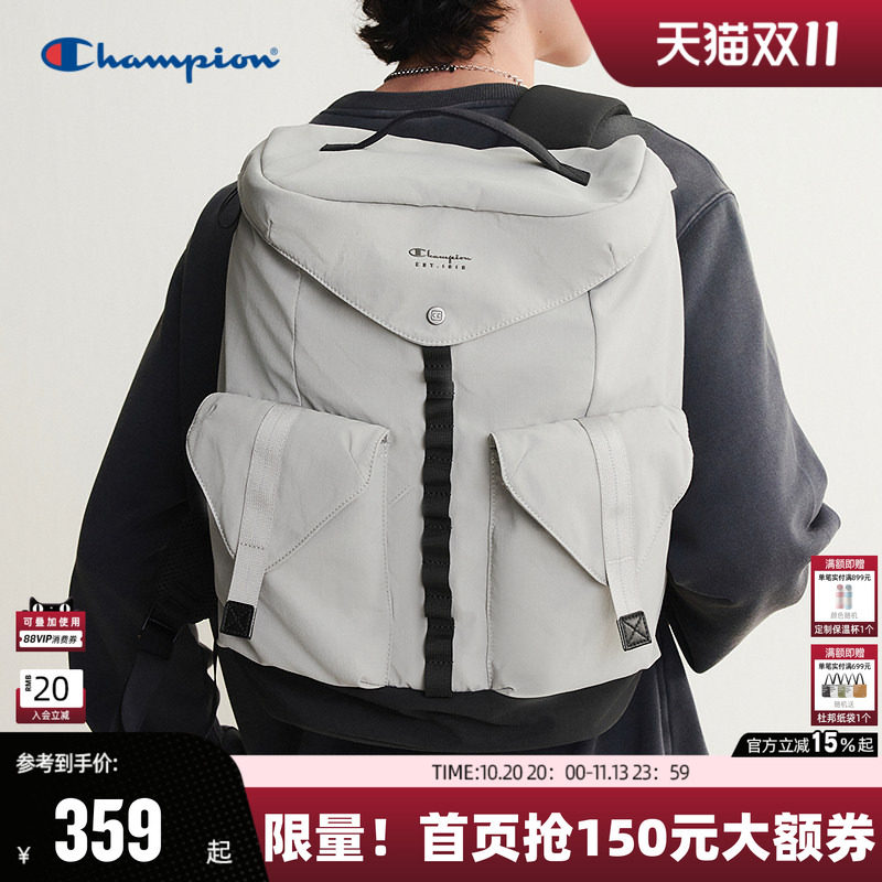 Champion冠军双肩包大容量多口袋分区收纳机能风校园旅行通勤简约