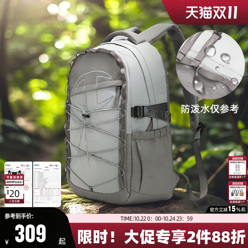 Champion冠军双肩包户外背包耐磨防泼水旅行登山书包灰色秋季出游