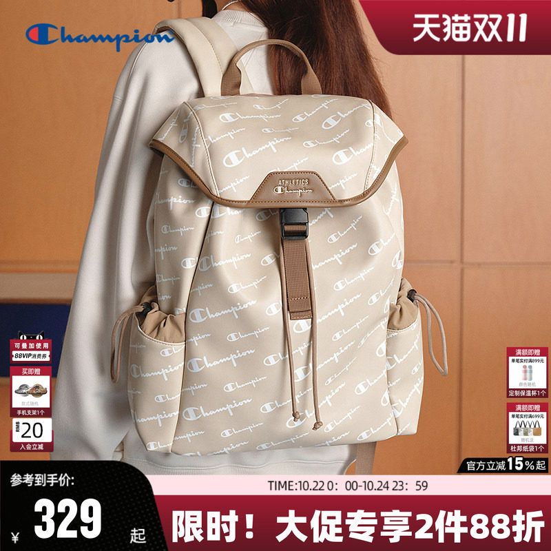 Champion双肩包女大学生老花时尚书包旅行背包大容量电脑包情侣
